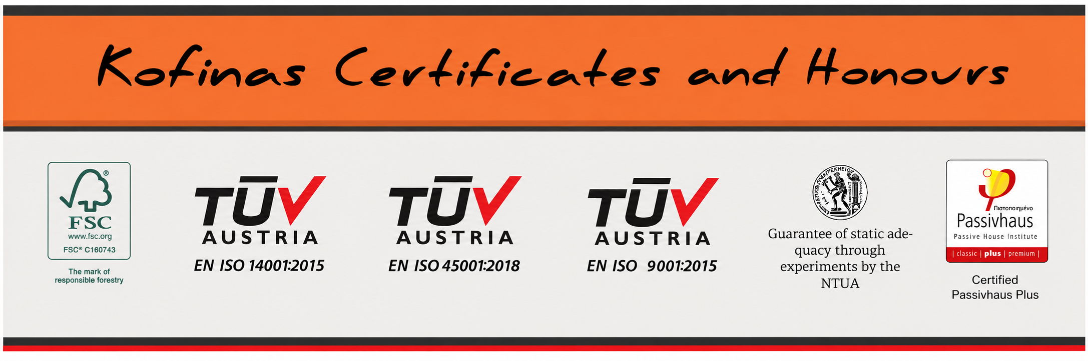 Kofinas Certifications & Honours ISO Passivhaus en